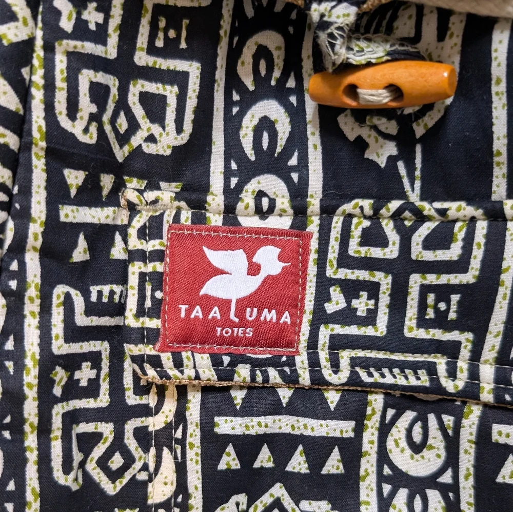 Taa Luma Totes Black Cream Patterned Boho Backpack